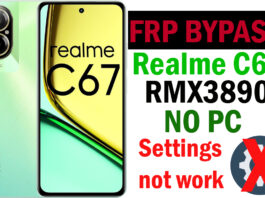 Realme C67 (RMX3890) Frp Bypass Unlock 2024 no PC Settings not work